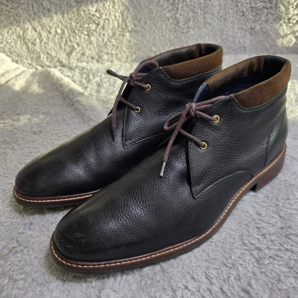 Cole Haan Watson‎ Chukka Boots Black Pebbled Leather Grand.OS Mens 11 Excellent